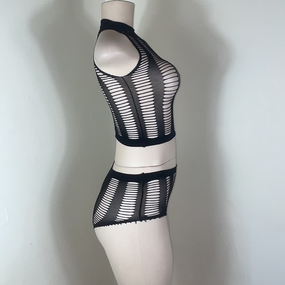 Sexy Black Stretchy Mesh Fishnet Cutout High Waist - Picture 8 of 12